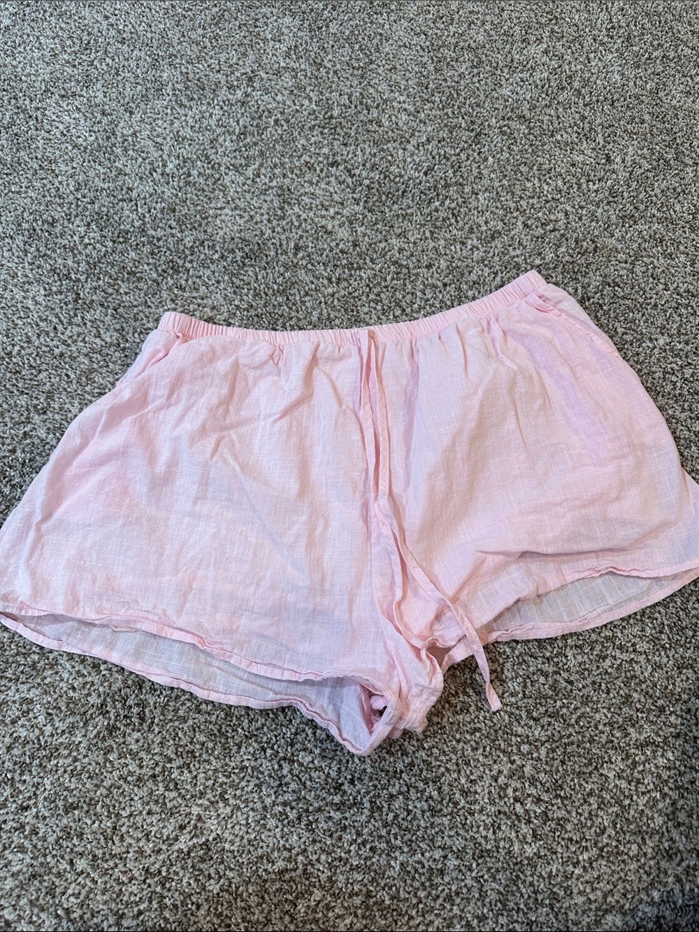 Light Pink Women’s Cotton Sleep Shorts with Drawstring